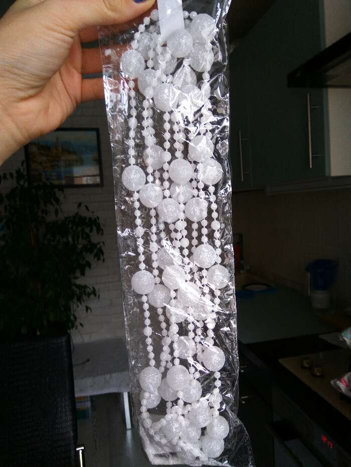 Фотография покупателя товара Бусы на ёлку 2,7 м "Снежные шарики" ниточка - Фото 2