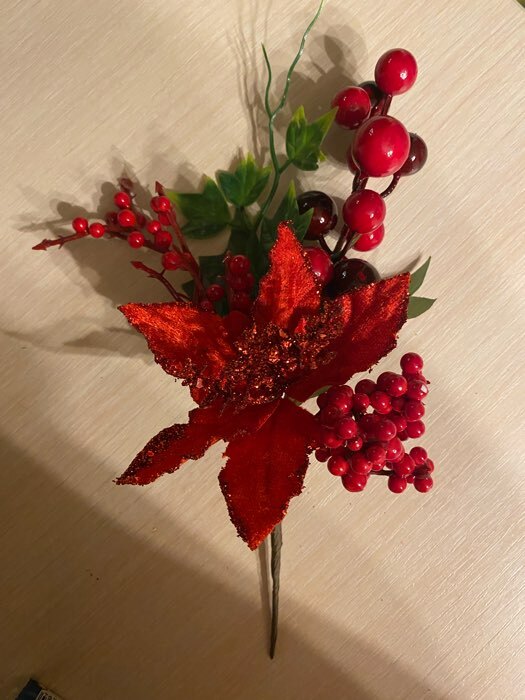 Фотография покупателя товара Декор "Зимняя магия" цветок ягоды, 23 см - Фото 1