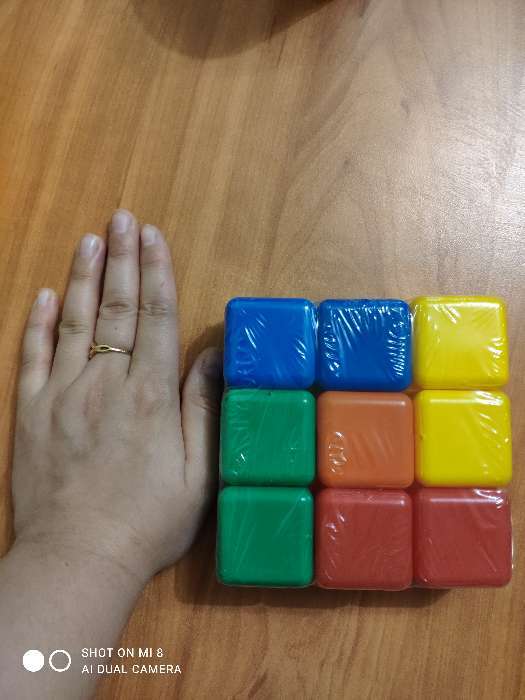 Фотография покупателя товара Набор цветных кубиков, 9 штук, 4 × 4 см - Фото 1