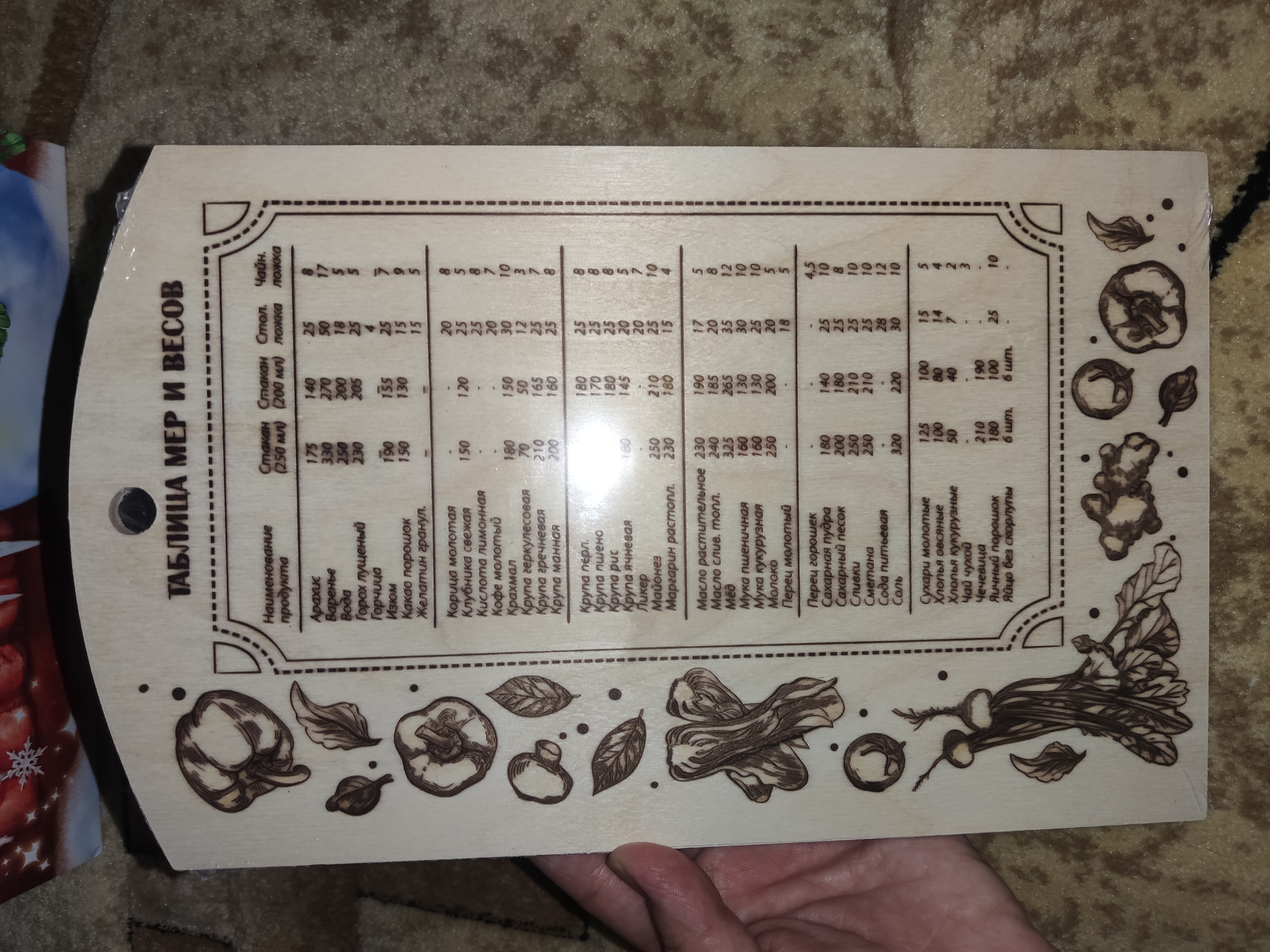 Фотография покупателя товара Доска разделочная деревянная Доляна «Мера веса», 30×18,5×0,6 см - Фото 1