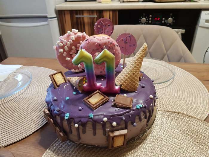 Фотография покупателя товара Свеча в торт на день рождения «‎Цветное конфетти»‎, цифра "4", 5.5 см - Фото 10
