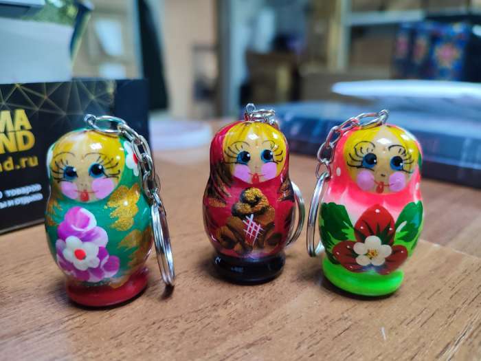 Фотография покупателя товара Брелок для ключей на кольце «Матрёшка», 4.5×2.5 см, ручная роспись, МИКС - Фото 3