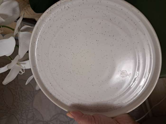 Фотография покупателя товара Тарелка фарфоровая обеденная Magistro Urban, d=22,5 см, цвет белый в крапинку