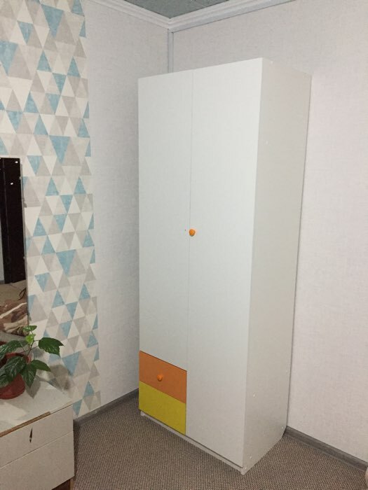 Фотография покупателя товара Шкаф 2-х дверный с ящиками «Радуга», 800х490х2100 мм, цвет белый/оранжевый/жёлтый - Фото 1