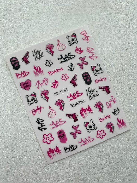 Фотография покупателя товара Наклейки для ногтей «BABY» цвет чёрный/розовый