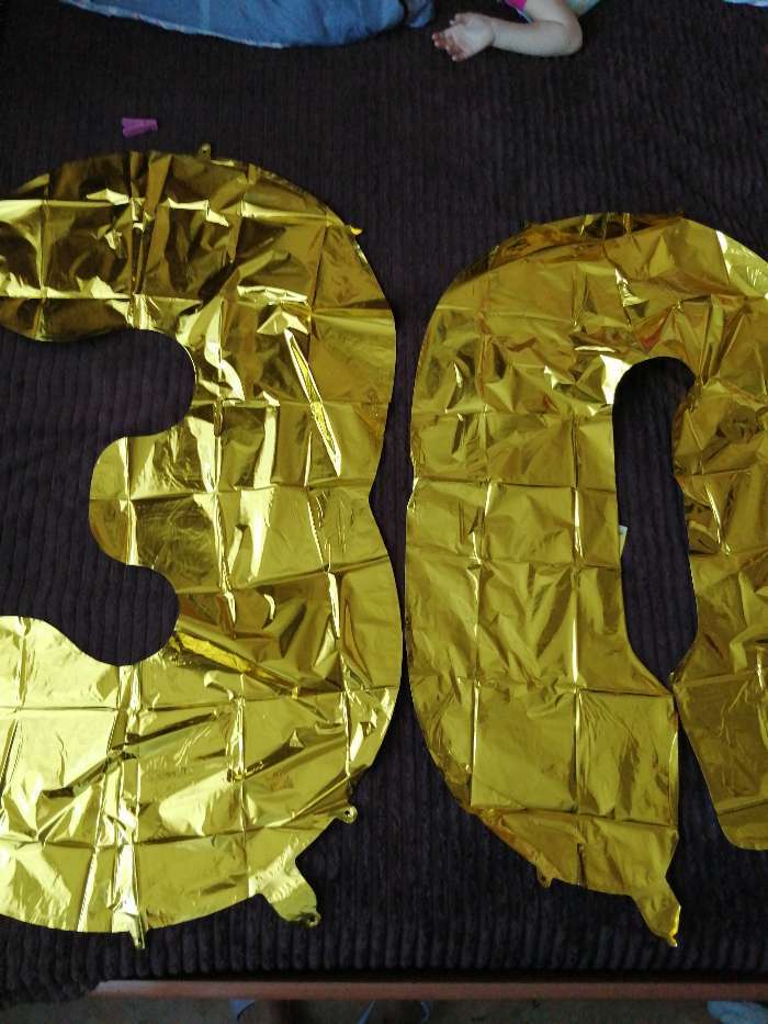 Фотография покупателя товара Шар фольгированный 40" «30 лет», цвет золотой - Фото 4