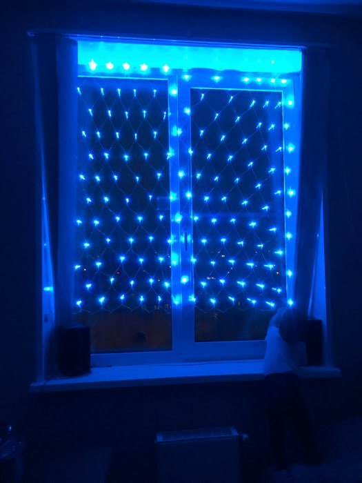 Фотография покупателя товара Гирлянда «Сеть» 1.6 × 1.6 м, IP20, прозрачная нить, 144 LED, свечение синее, 8 режимов, 220 В