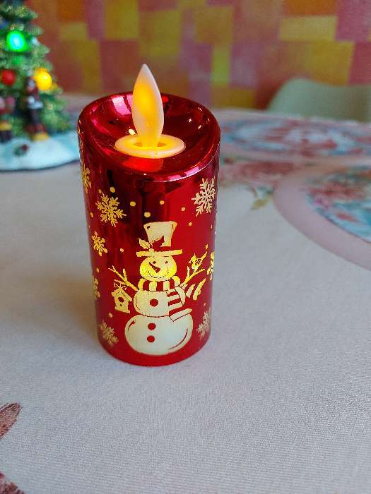 Фотография покупателя товара Светодиодная фигура «Серебристая свеча со снеговиком» 5 × 9 × 5 см, пластик, батарейки AG13х3, свечение тёплое белое - Фото 7