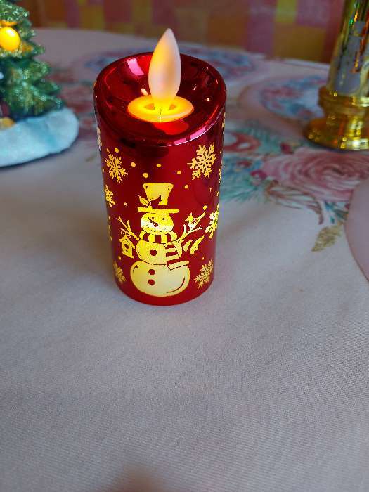 Фотография покупателя товара Светодиодная фигура «Золотистая свеча со снеговиком» 5 × 9 × 5 см, пластик, батарейки AG13х3, свечение тёплое белое - Фото 8