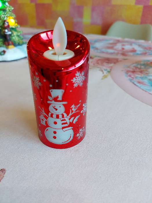 Фотография покупателя товара Светодиодная фигура «Красная свеча со снеговиком» 5 × 9 × 5 см, пластик, батарейки AG13х3, свечение тёплое белое - Фото 5