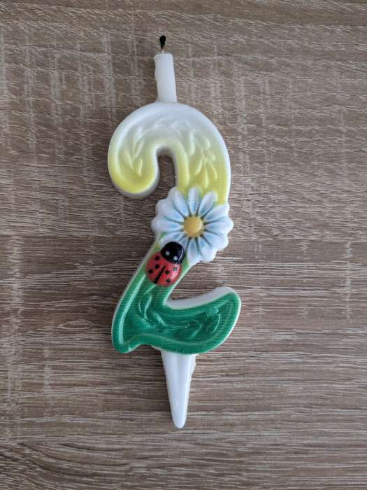 Фотография покупателя товара Свеча для торта «Ромашки», 10.2 см, разноцветная цифра 6 - Фото 3