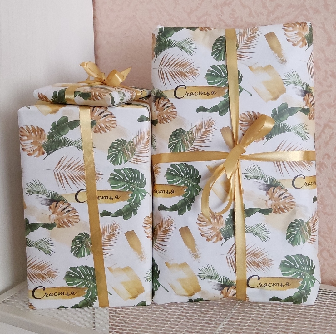 Фотография покупателя товара Бумага упаковочная крафтовая «Тропики», 50 х 70 см - Фото 1