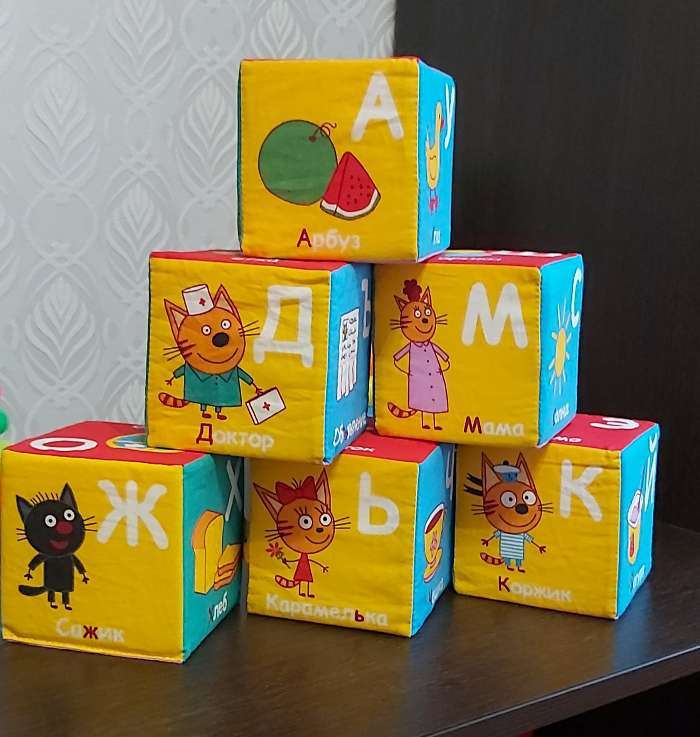 Фотография покупателя товара Набор мягких кубиков «Три Кота. Алфавит»