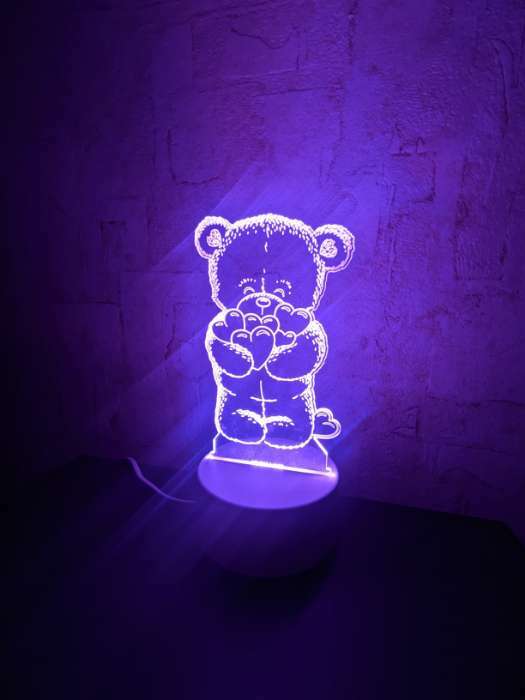 Фотография покупателя товара Светильник 3D RISALUX «Мишутка», LED-ночник, RGB, от сети, 9.5×9.5×16 см - Фото 3
