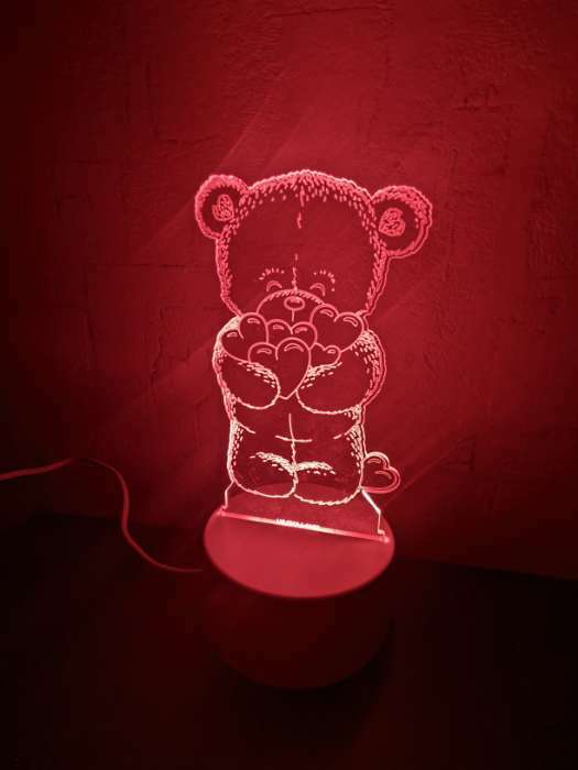 Фотография покупателя товара Светильник 3D RISALUX «Мишутка», LED-ночник, RGB, от сети, 9.5×9.5×16 см - Фото 1