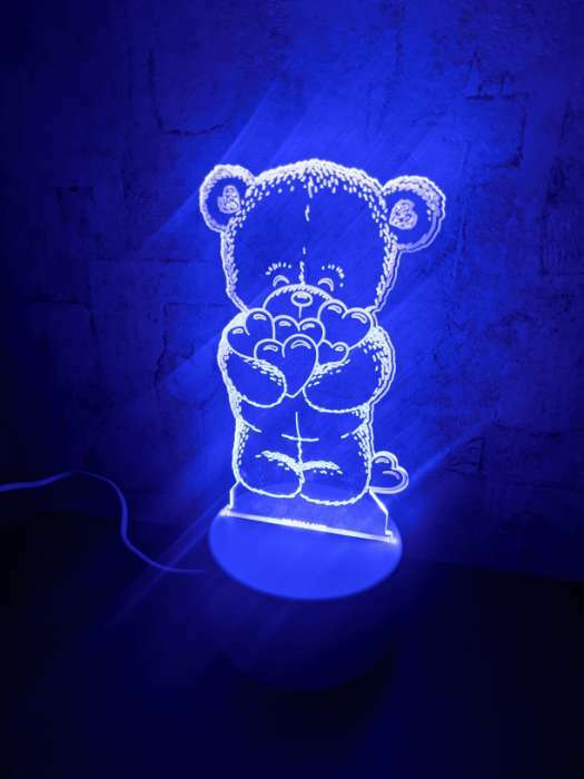 Фотография покупателя товара Светильник 3D RISALUX «Мишутка», LED-ночник, RGB, от сети, 9.5×9.5×16 см - Фото 2