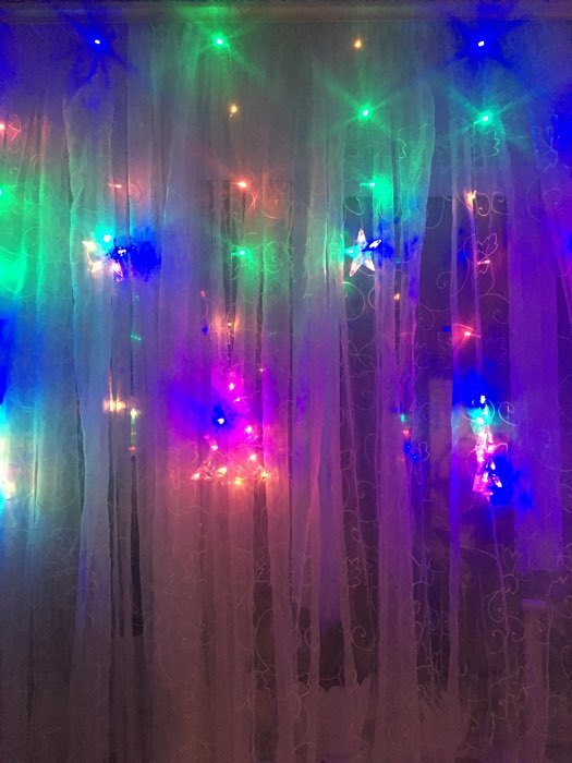 Фотография покупателя товара Гирлянда «Бахрома» 2.4 × 0.9 м с насадками «Звёзды», IP20, прозрачная нить, 138 LED, свечение синее, 8 режимов, 220 В - Фото 40
