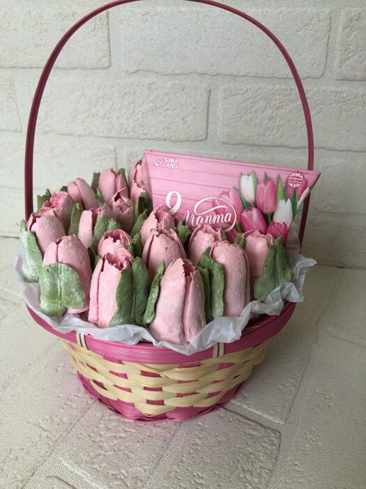 Фотография покупателя товара Корзина плетёная, 21 х 21 х 10/24 см, бамбук, розовая