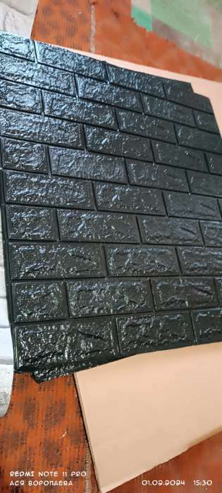 Фотография покупателя товара Самоклеящаяся ПВХ панель «Кирпич», 700×770 мм, цвет чёрный - Фото 1