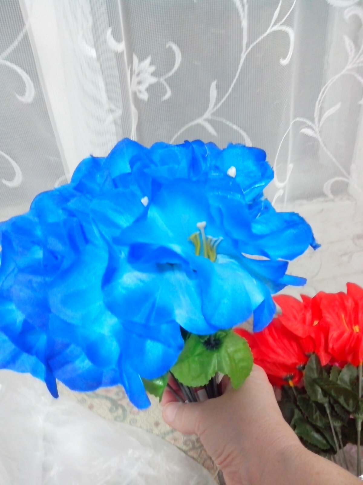 Фотография покупателя товара Цветы искусственные "Гиппеаструм" d-12 см h-23 см, голубой