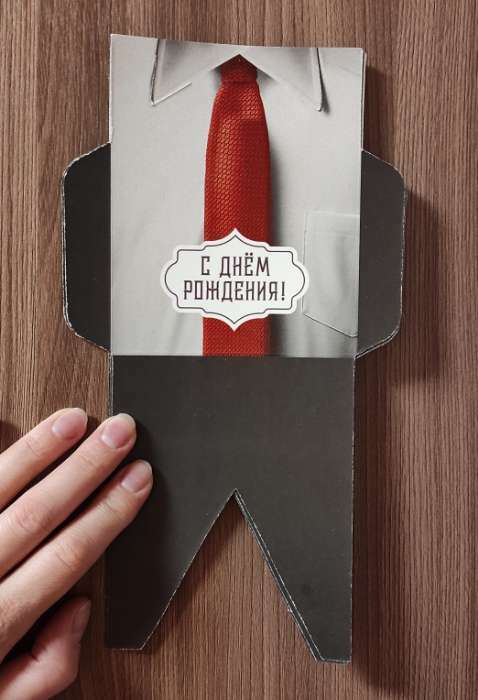 Фотография покупателя товара Открытка‒конверт для денег формовой «Красный галстук», 12 х 16 см - Фото 1