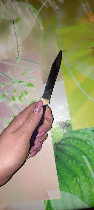 Фотография покупателя товара Нож кухонный «Мультиколор», для овощей, лезвие 8 см, с пластмассовой ручкой, цвет синий - Фото 3
