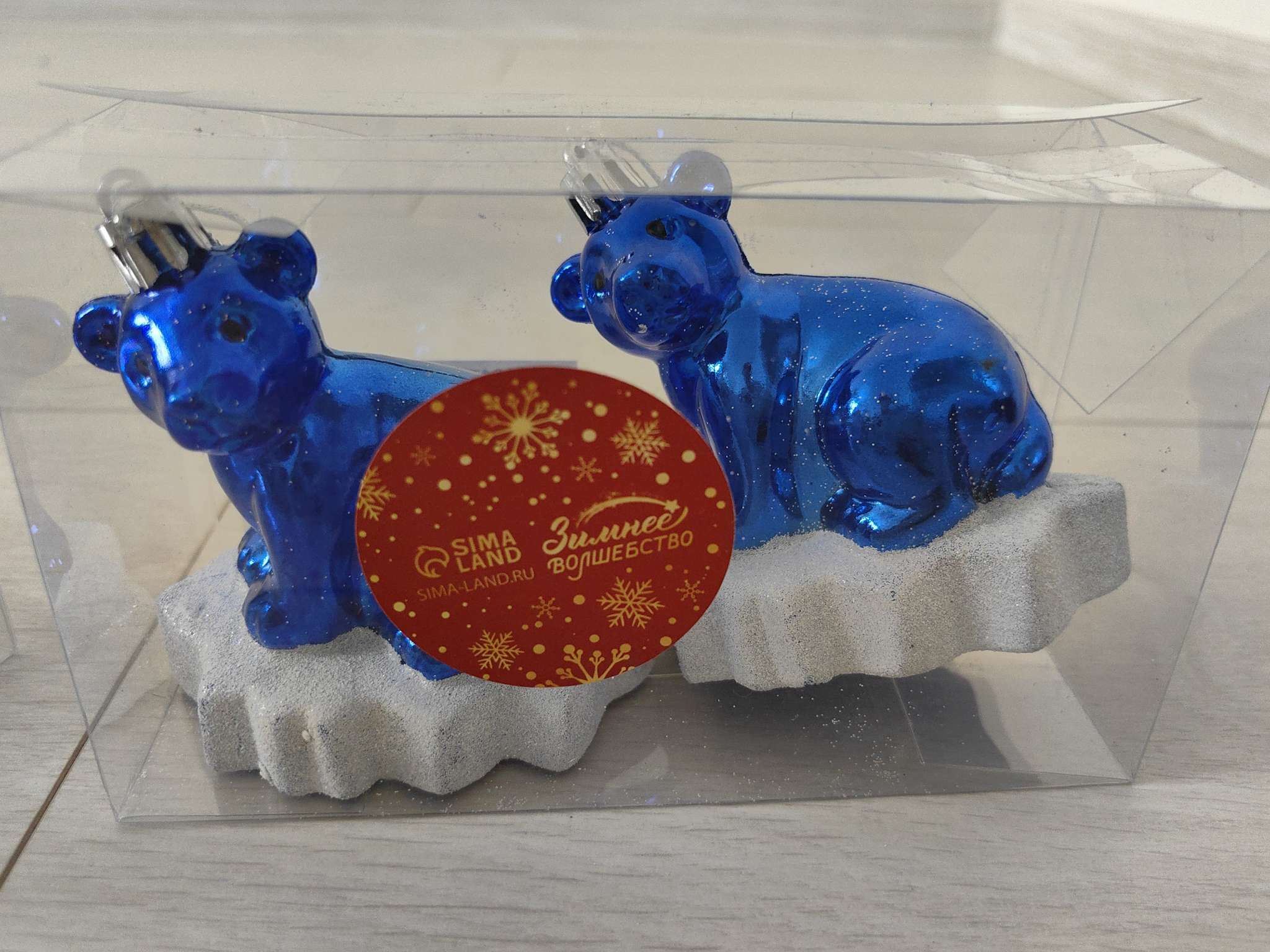 Фотография покупателя товара Ёлочные игрушки 2 шт. «Зимнее волшебство. Мишутка на льдине» пластик, 5.5×7.5×8 см, красный - Фото 5