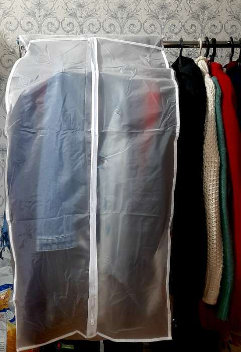 Фотография покупателя товара Чехол для одежды плотный Доляна, 60×90×50 см, PEVA, цвет белый