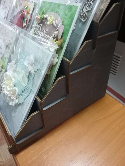 Фотография покупателя товара Подставка под открытки 12 ячеек по 12 см, 38.1×23×25 см, толщина 3 мм, полисандры - Фото 5