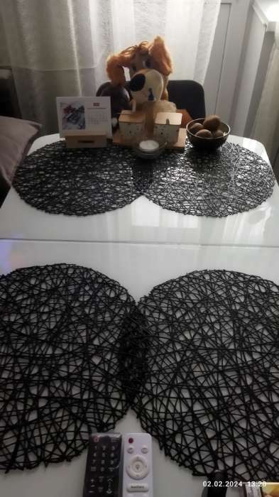 Фотография покупателя товара Набор салфеток сервировочных на стол Доляна «Паутинка», d=38 см, 4 шт, цвет чёрный