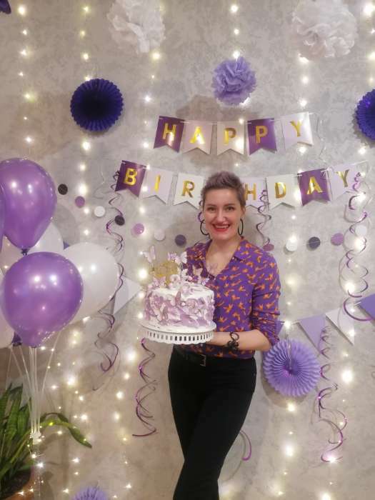 Фотография покупателя товара Набор для украшения торта «С днём рождения», бабочки, цвет сиреневый