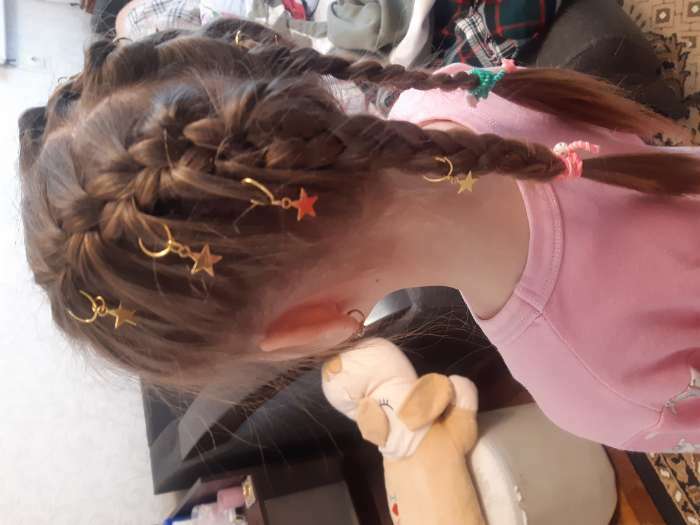 Фотография покупателя товара Пирсинг для волос «Звезда», 2,8 × 1,3 см, 10 шт, цвет золотистый