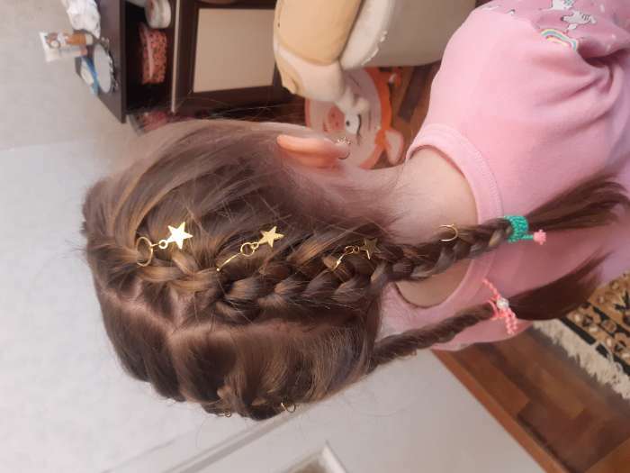Фотография покупателя товара Пирсинг для волос «Звезда», 2,8 × 1,3 см, 10 шт, цвет золотистый - Фото 1