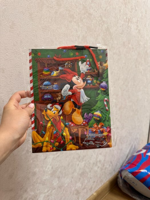 Фотография покупателя товара Пакет ламинат вертикальный, "Новогодняя почта", 18 x 23 x 11,5 см, Микки Маус и его друзья - Фото 2