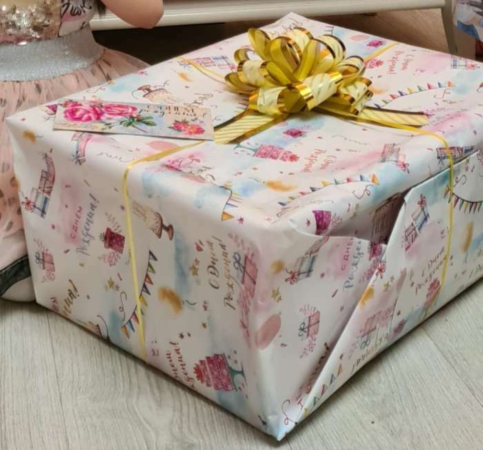 Фотография покупателя товара Бумага упаковочная,глянцевая  "С Днем Рождения!", 70 х 100 см, 1 лист - Фото 1