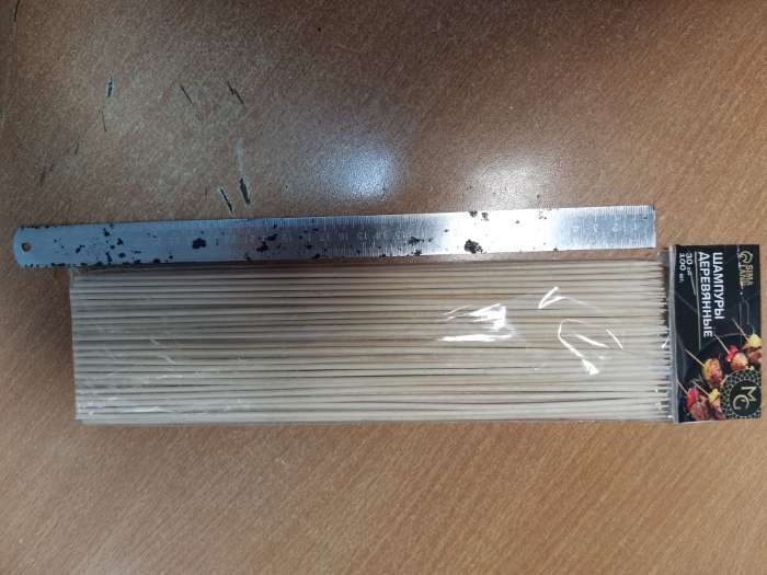 Фотография покупателя товара Шампур деревянный Magistro, 30×0.3 см, 100 шт., берёза - Фото 2