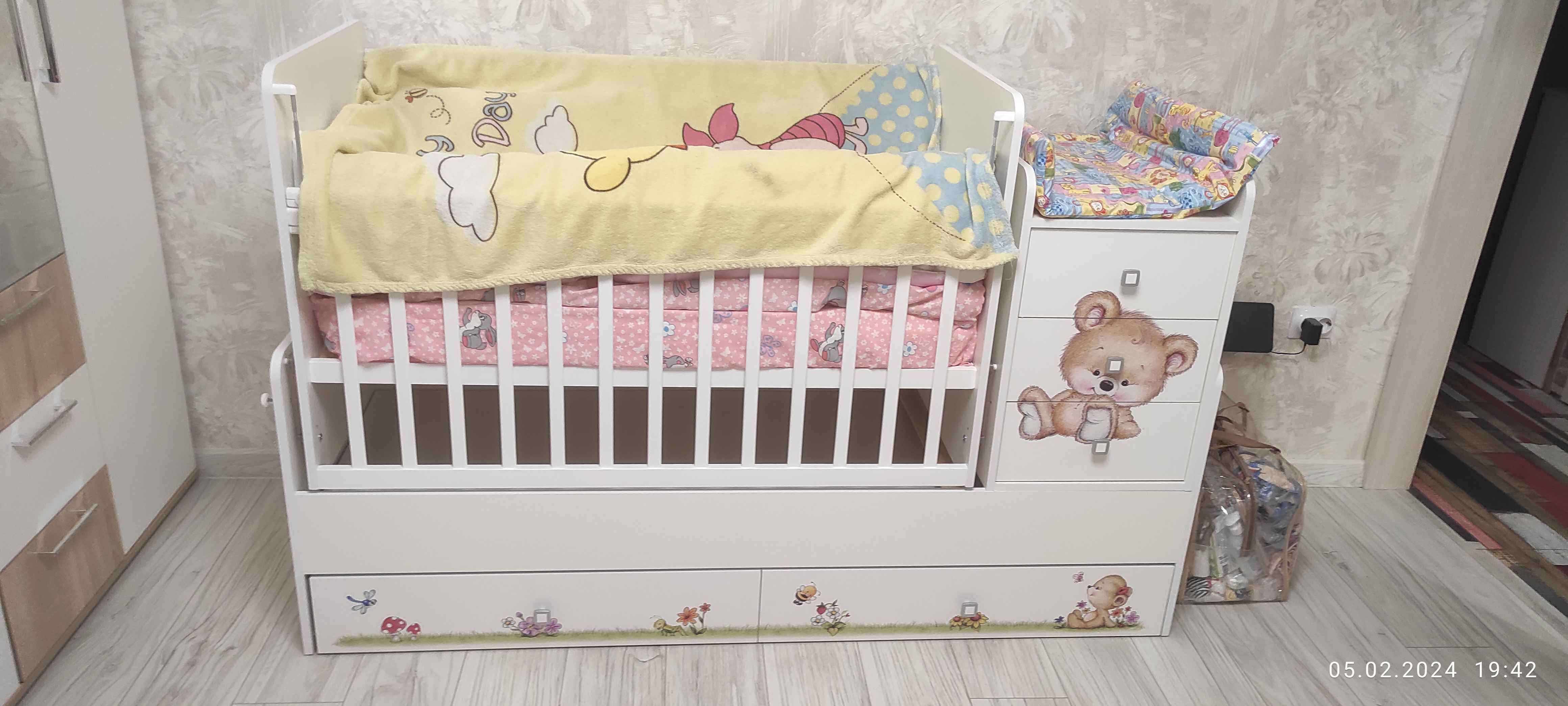Фотография покупателя товара Детская кровать-трансформер Фея 1100 «Медвежонок», цвет белый