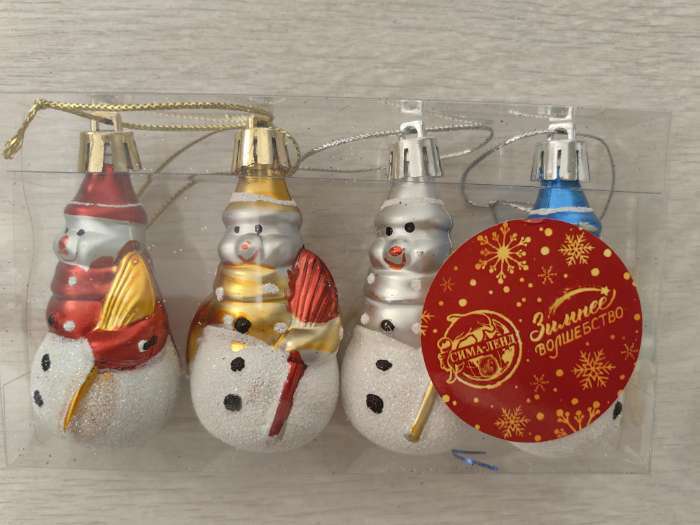 Фотография покупателя товара Ёлочные игрушки 4 шт. «Дружные снеговички», 3.5×6 см, МИКС - Фото 8