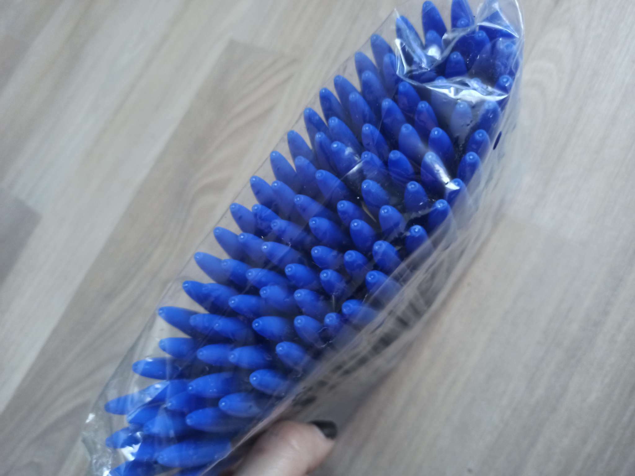 Фотография покупателя товара Ручка шариковая 0,7 мм, стержень синий, корпус прозрачный, колпачок синий