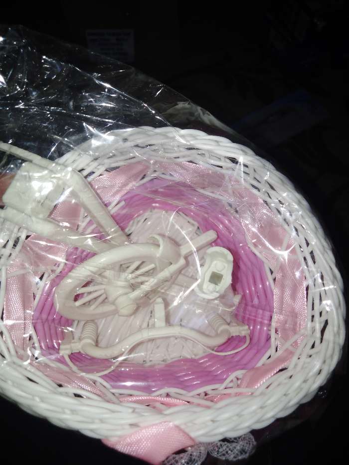Фотография покупателя товара Корзинка декоративная "Велосипед с кашпо-розовая лента" 10х21х12,5 см - Фото 4