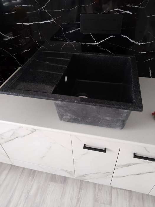 Фотография покупателя товара Мойка кухонная из камня MARRBAXX Катрин Z151Q4, 645х505х218 мм, черная - Фото 2