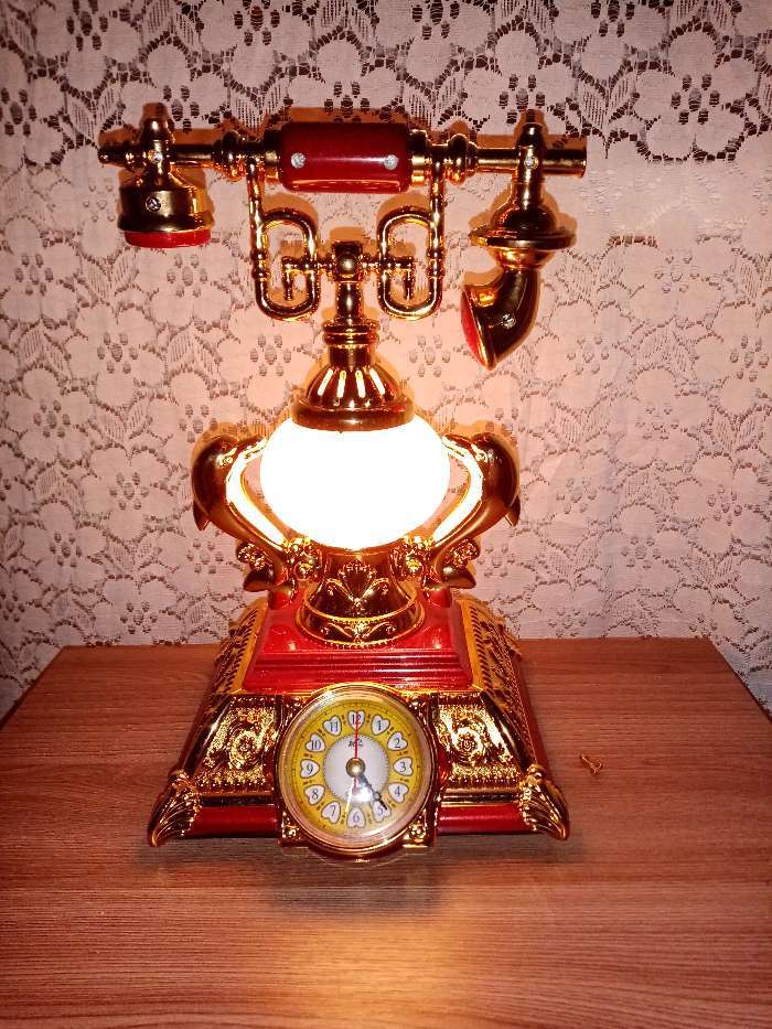Фотография покупателя товара Часы-светильник "Ретро телефон", с будильником, 28.5 х 18 х 18 см - Фото 4