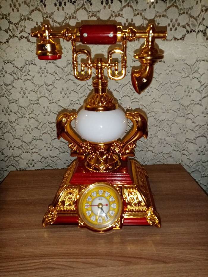 Фотография покупателя товара Часы-светильник "Ретро телефон", с будильником, 28.5 х 18 х 18 см - Фото 5