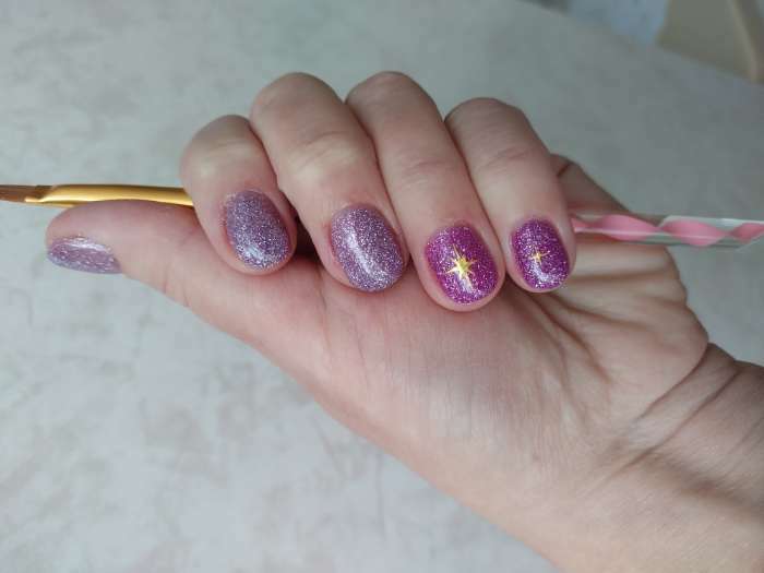 Фотография покупателя товара Гель лак для ногтей «SHINING STAR», светоотражающий, 3-х фазный, 8мл, LED/UV, цвет сиреневый (007) - Фото 2