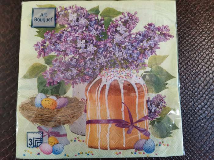 Фотография покупателя товара Салфетки бумажные Art Bouquet "Пасхальный кулич", 3 слоя, 20 листов, 33*33
