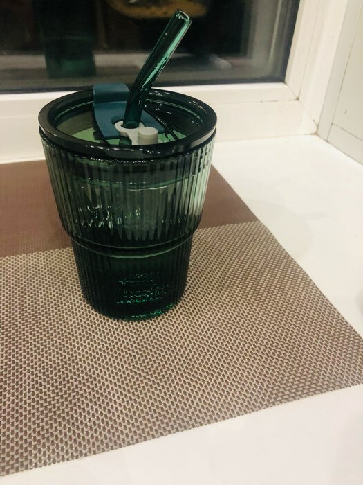 Фотография покупателя товара Стакан «Вино Верде», 350 мл, с крышкой и трубочкой, стекло, зелёный - Фото 1