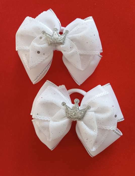 Фотография покупателя товара Лента декоративная, с глиттером, 38 мм, 9±0.5 м, белая, серебряная - Фото 7