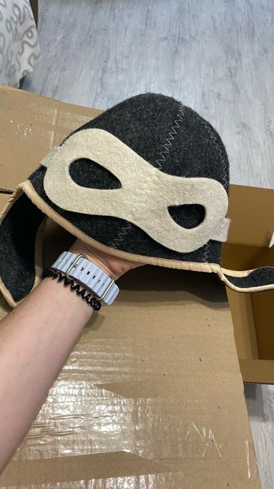 Фотография покупателя товара Шапка для бани и сауны «Шлем пилота», полиэфир 70%, шерсть 30%, тёмная, «Добропаровъ» - Фото 3