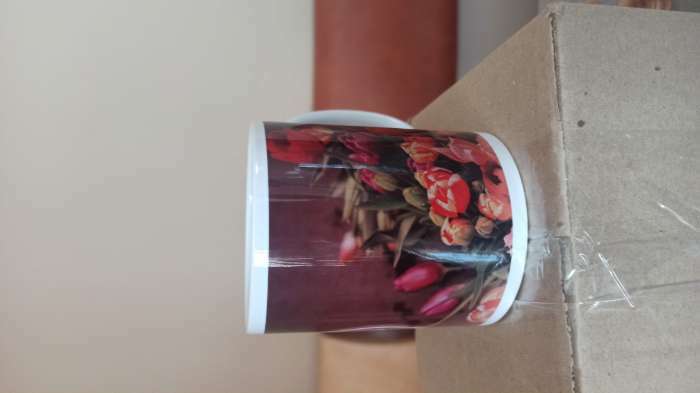 Фотография покупателя товара Кружка сублимация «С 8 Марта! Тюльпаны», с нанесением - Фото 3