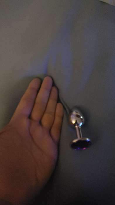 Фотография покупателя товара Анальная пробка Оки- Чпоки, серебряная, кристалл фиолетовый, D = 28 мм